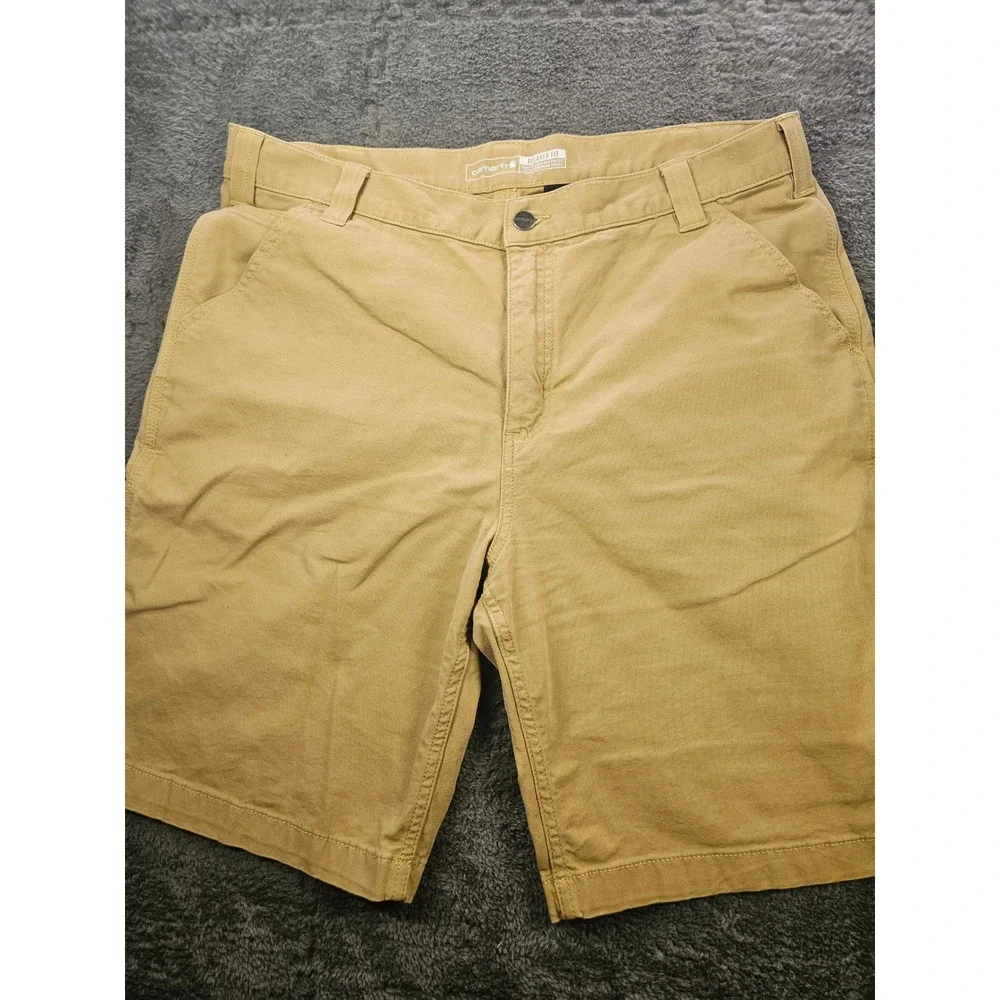 Carhartt Canvas Work Shorts Mens 38 Tan BS2514-M Rugged Flex Relaxed Fit Utility